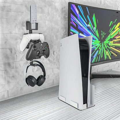Multi-platform Earphone Wall Hook with Remote Control for Gaming Consoles - White