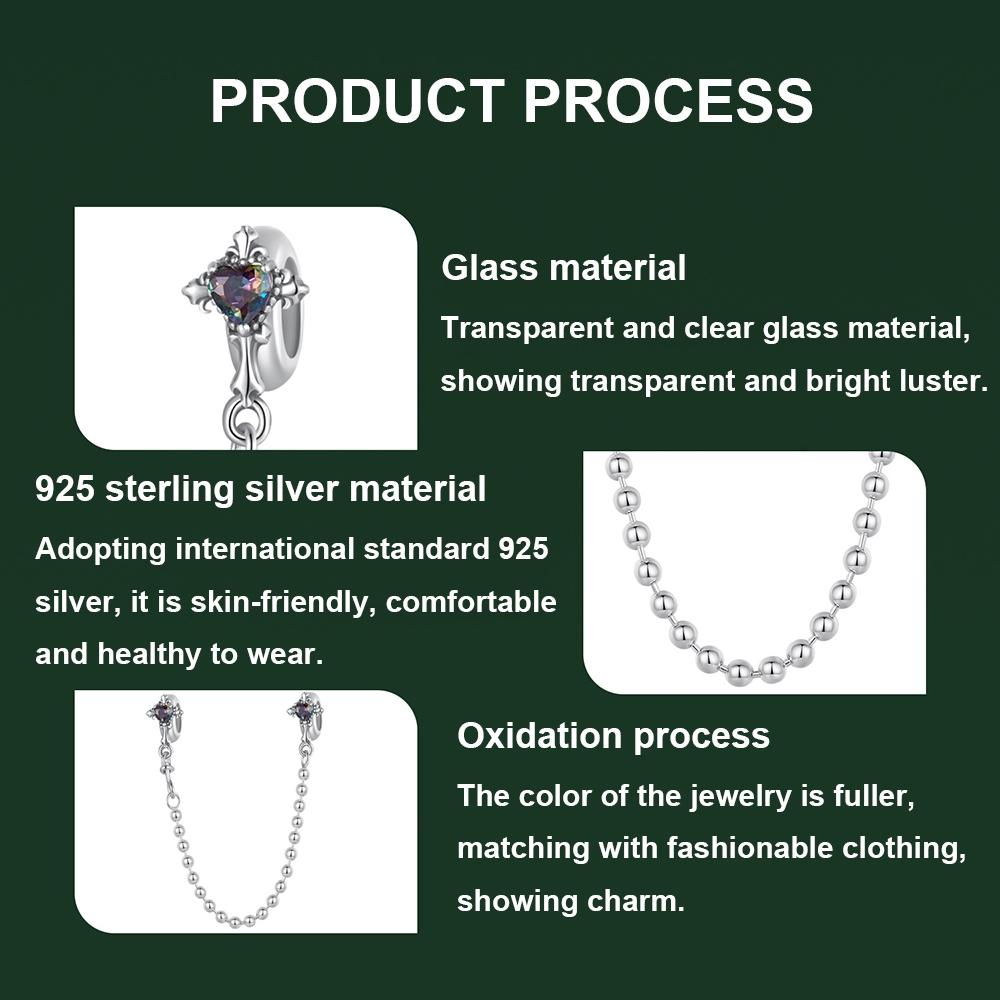925 Sterling Silver Cross Safety Chain Bracelet