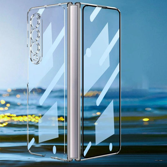 Full Coverage Electroplated Glass Case for Samsung Galaxy z Fold 4 - Transparent
