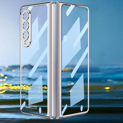 Full Coverage Electroplated Glass Case for Samsung Galaxy z Fold 4 - Transparent