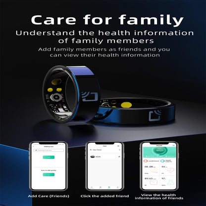 Smart Ring With Heart Rate Blood Oxygen Sleep Monitoring And Multiple Sports Modes - Black Size 9