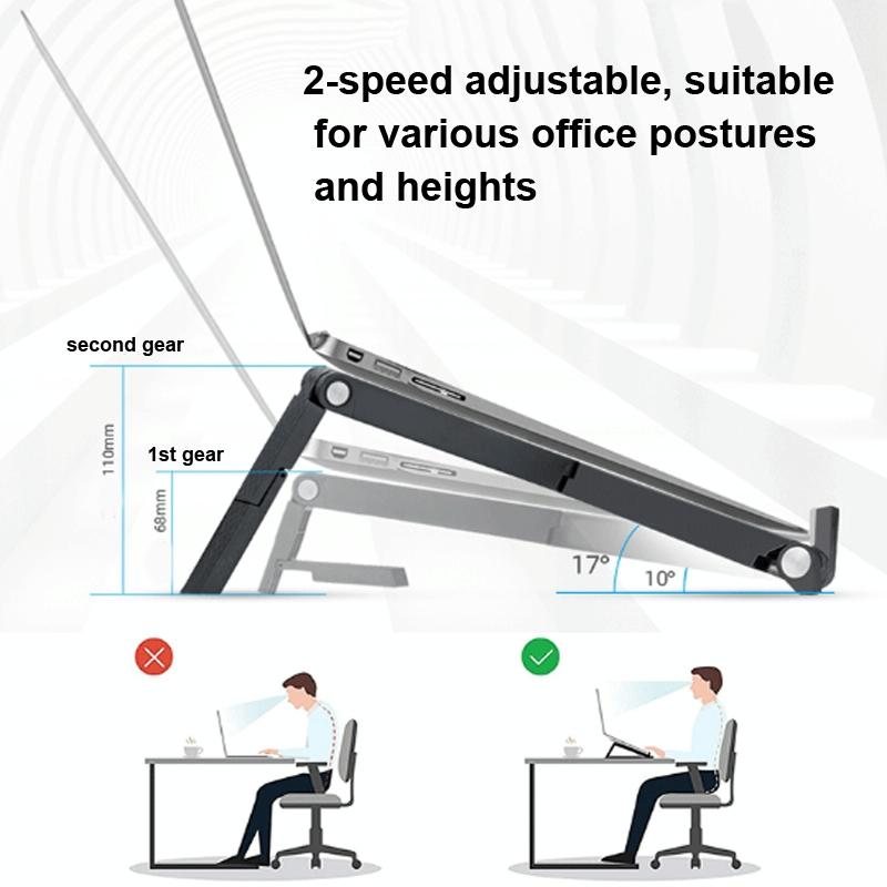 Foldable Non-slip Laptop Stand - Plastic Silicone - Black