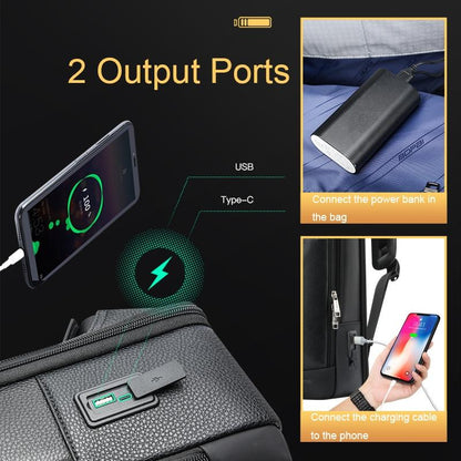 Multifunctional Anti-Theft Laptop Business Backpack With Usb Charging Hole Black