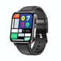1.7 Inch Tft Colour Screen Ip68 Waterproof Smart Watch Support Blood Oxygen Monitoring / Body Temperature Monitoring / Ai Medical Diagnosis - Leather Strap - Black