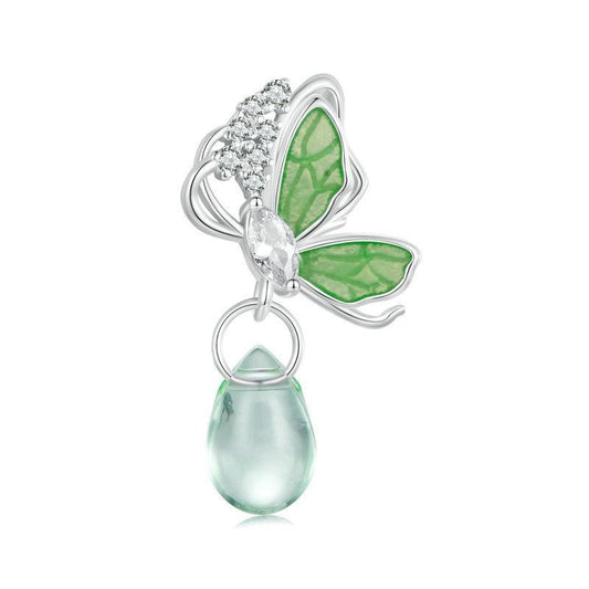 925 Sterling Silver Platinum Plated Butterfly Water Drop Diy Beads