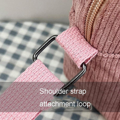 Striped Velvet Crossbody Bag Versatile & Simple - Black