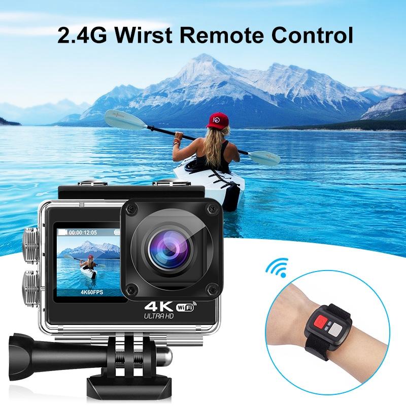 Outdoor Waterproof Dual Screen Wifi Sports Camera with Anti-shake Hd Video