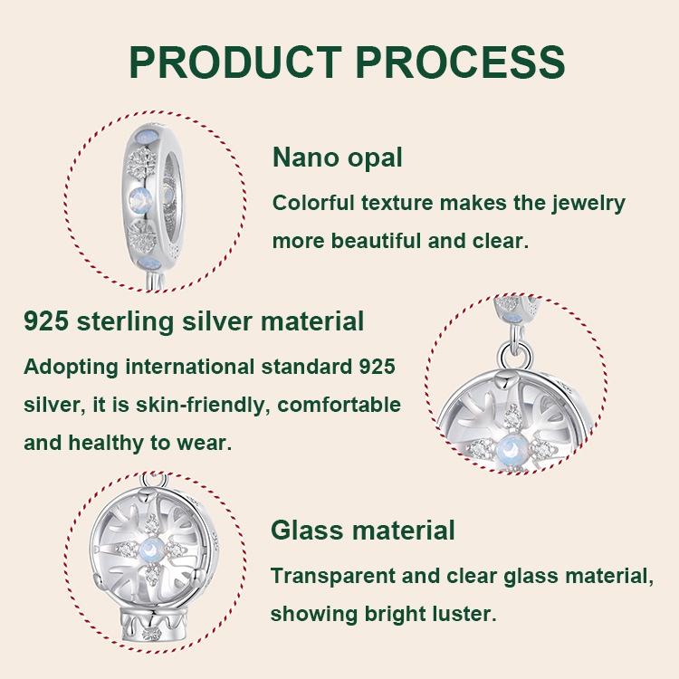 925 Sterling Silver Snowflake Crystal Ball Pendant