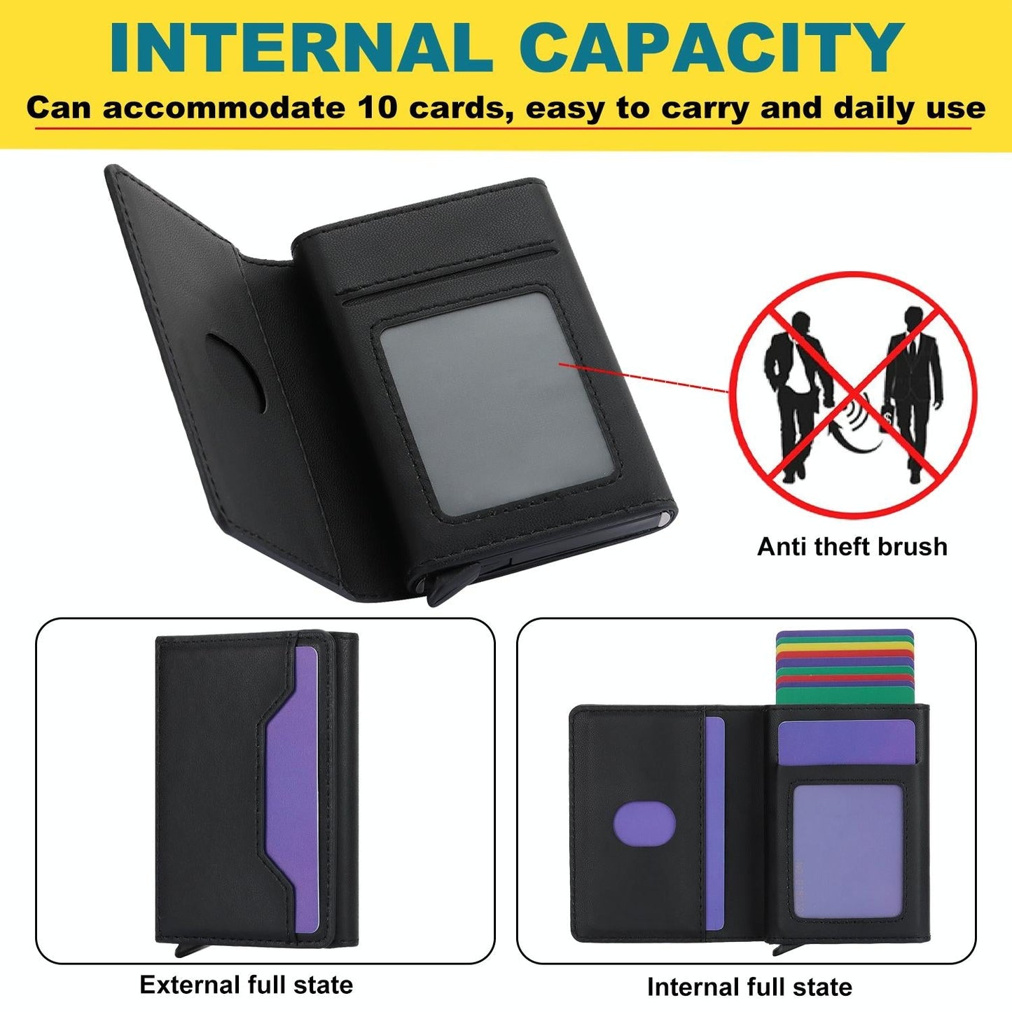 10x6x3cm Secure Brush Card Bag - Compact and Protective - Black