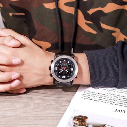Triple Display Luminous Digital Watch - 1642 - Rose Gold