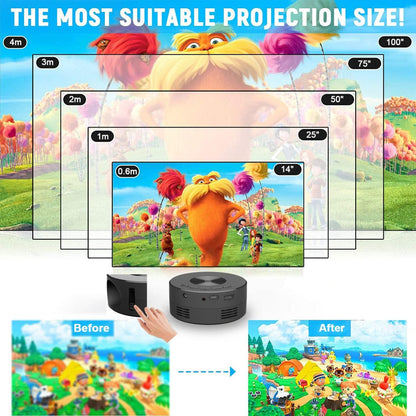 Portable Mini Projector - Hd Led Usb Powered Wired Connection - Black