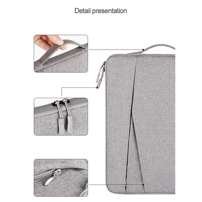 13.3 Inch Polyester Laptop Liner Bag with Small Bag - Ideal for Notebooks - Hemp Grey