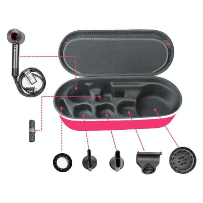 Hard Shell Storage Bag For Dyson Hd03 / Hd08 / Hd15 Hair Dryer Rose Red