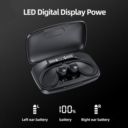Led Bluetooth Earphones with Noise Reduction and Power Bank Function - Black