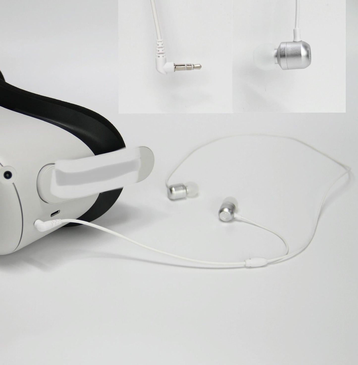 Aluminum 3.5mm Earbuds for Meta Quest 2 - Compact and Durable - White