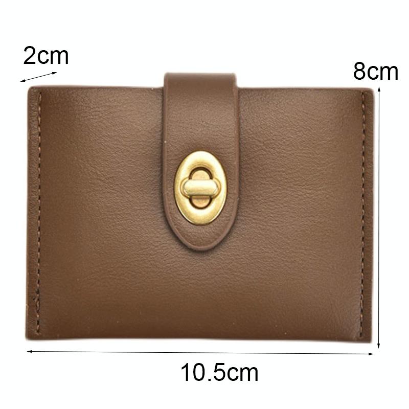 Mini Retro Lock Coin Purse Multi Slot Pu Leather Card Bag - Black