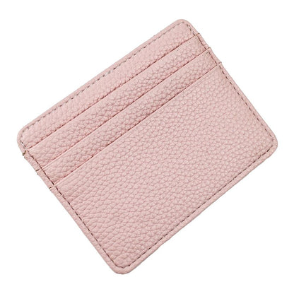Lychee Pattern Mini Card Holder Multi Card Slots Ultra Thin Coin Purse - Blue