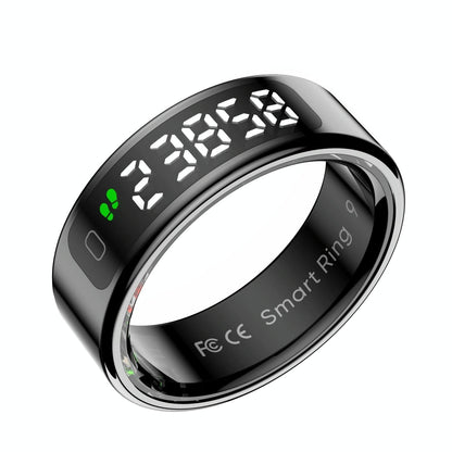 Smart Ring Heart Rate Blood Oxygen Sleep Sports Size 9 - Black