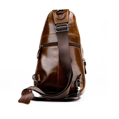 Retro Leather Chest Bag For Men - Coffee