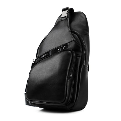 Retro Leather Chest Bag For Men - Coffee