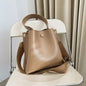 Retro Wide Strap Crossbody Bucket Bag For Women - Khaki