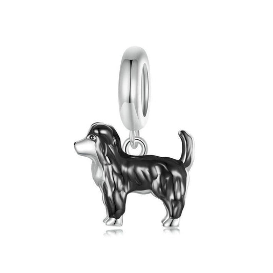 925 Sterling Silver Gold Plated Border Collie Bracelet