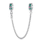 925 Sterling Silver Platinum Plated Leaf Safety Chain Bracelet