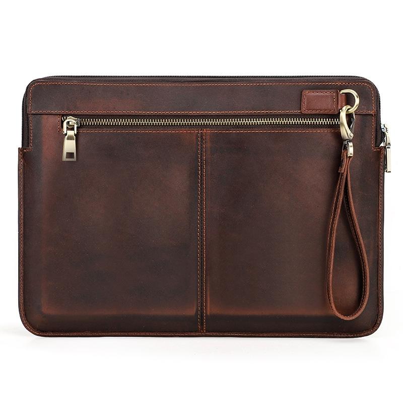 14.2 Inch Leather Laptop Sleeve For Macbook Pro - Black - Brown