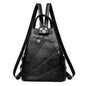 Women Leather Backpack - Secure & Stylish - Black