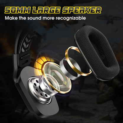 Rgb Gaming Headset With Microphone 2.2M Length - Black