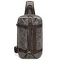Retro Waxed Canvas Chest Bag Large Capacity Shoulder Crossbody Bag For Men - Grey