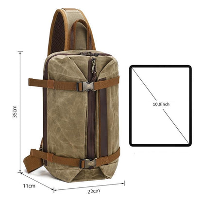 Retro Waxed Canvas Chest Bag Large Capacity Shoulder Crossbody Bag For Men - Grey