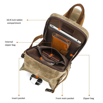Retro Waxed Canvas Chest Bag Large Capacity Shoulder Crossbody Bag For Men - Grey