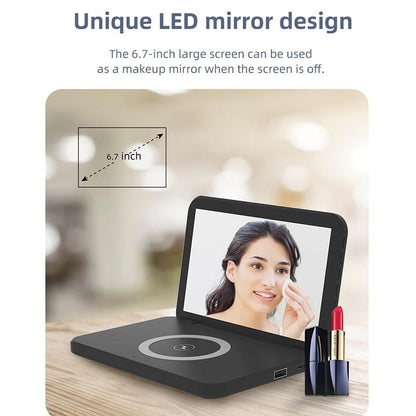 Foldable Desk Calendar Clock With Wireless Charger & Alarm - Black