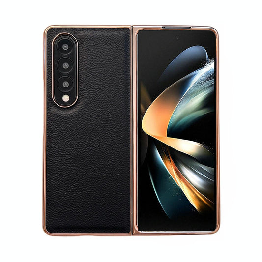 Skyline Series Nano Electroplating Pu Case for Samsung Galaxy z Fold 4 - Black