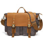 Leather Waxed Canvas Crossbody Bag For Outdoors - S11 Gray