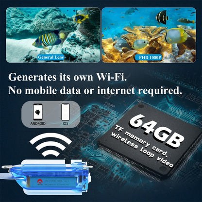 Wireless Underwater Fishing Camera With Loop Recording And Remote Control - Blue