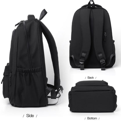 Versatile Solid Backpack For Teens & Adults - Black