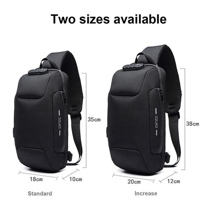 Anti Theft Men Waterproof Crossbody Bag With USB Port - Blue
