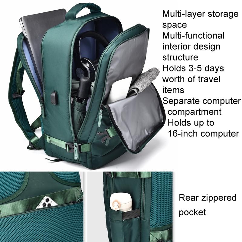 Spacious Business Travel Backpack Fits Laptop - Black