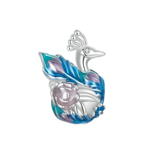 925 Sterling Silver Colorful Peacock Diy Beads