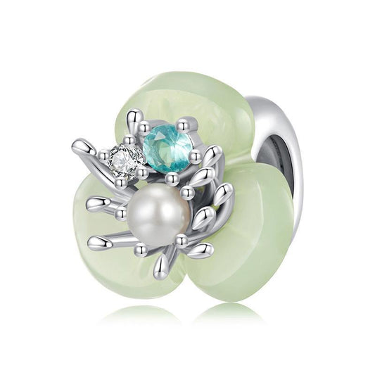 925 Sterling Silver Flower Pearl Silicone Spacer Beads For Jewelry