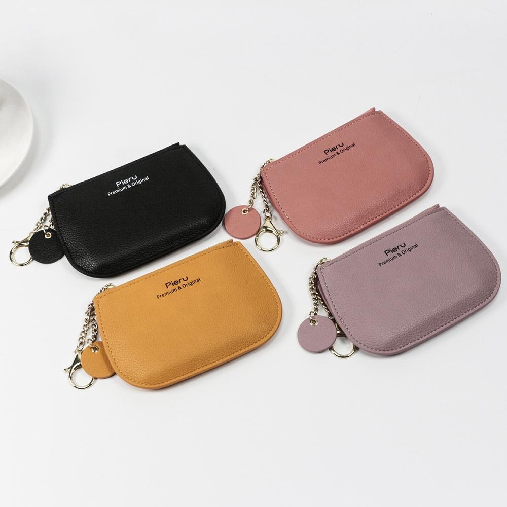 Ultra Thin Zippered Mini Wallet For Women Compact Coin Purse - Yellow