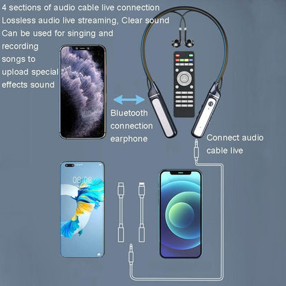 Wireless Sports Earphones with Bluetooth 5.3 and Built-in Sound Card - Black