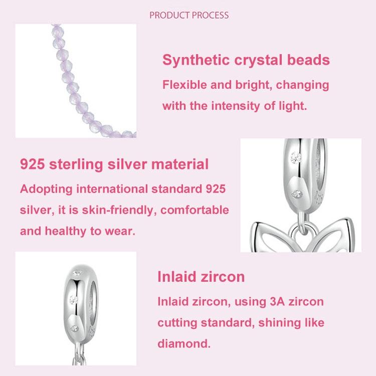 925 Sterling Silver Platinum Plated Butterfly Safety Chain Bracelet