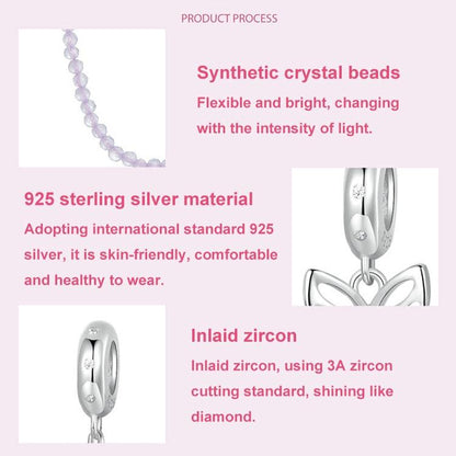 925 Sterling Silver Platinum Plated Butterfly Safety Chain Bracelet