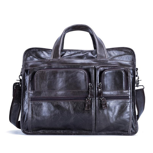 Men 15.6 Inch Business Handbag Casual Singer Shoulder Messenger Bag - Green Oil