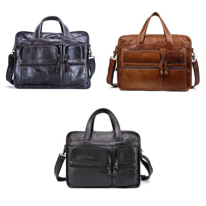Men 15.6 Inch Business Handbag Casual Singer Shoulder Messenger Bag - Green Oil