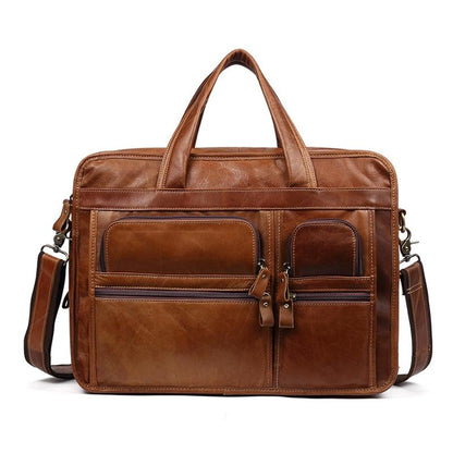 Men 15.6 Inch Business Handbag Casual Singer Shoulder Messenger Bag - Green Oil
