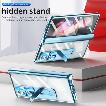 For Samsung Galaxy Z Fold4 5G Magnetic Phone Case With Holder - Plating Finish - Black